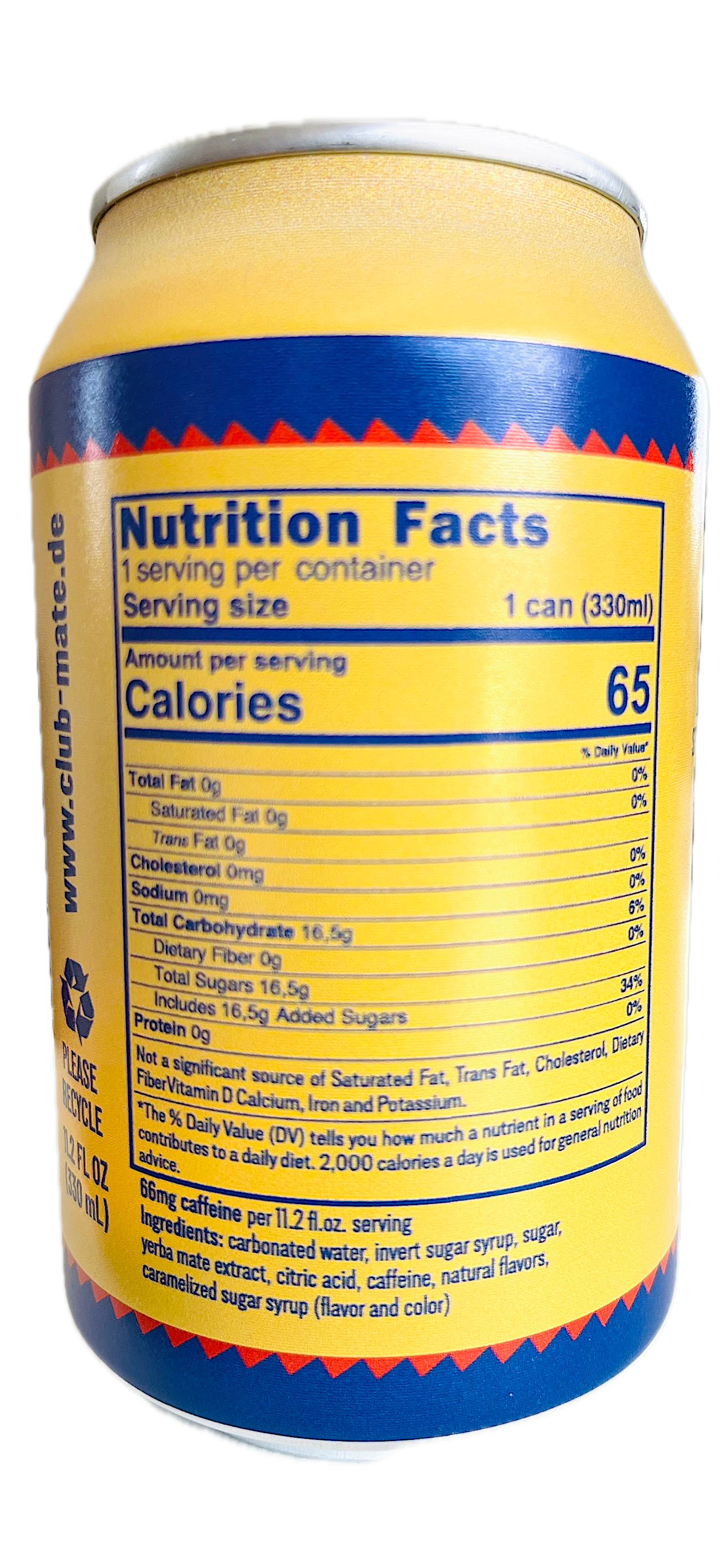 Club-Mate Original can with natural caffeine from yerba mate