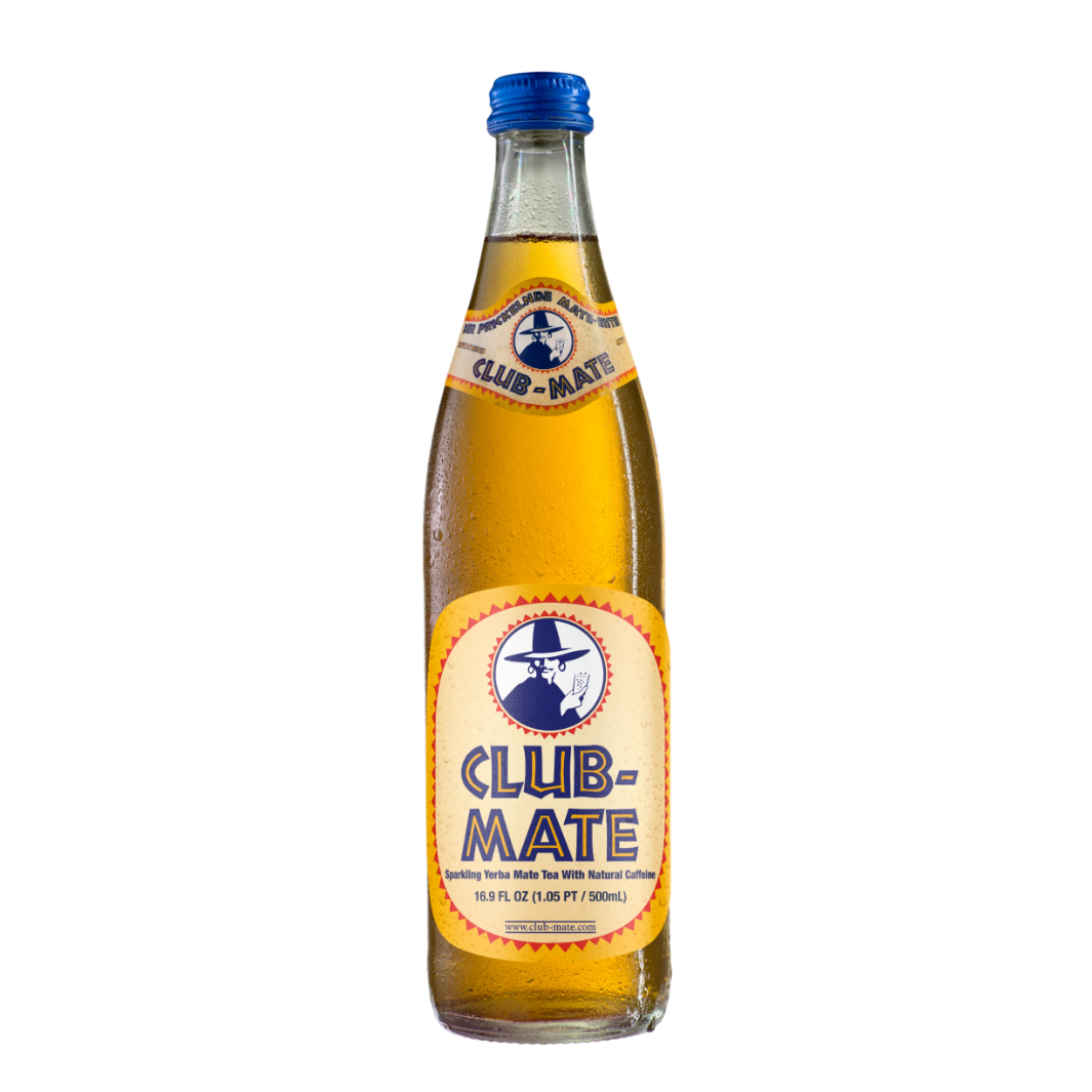Club-Mate Original 16.9oz sparkling yerba mate tea bottle
